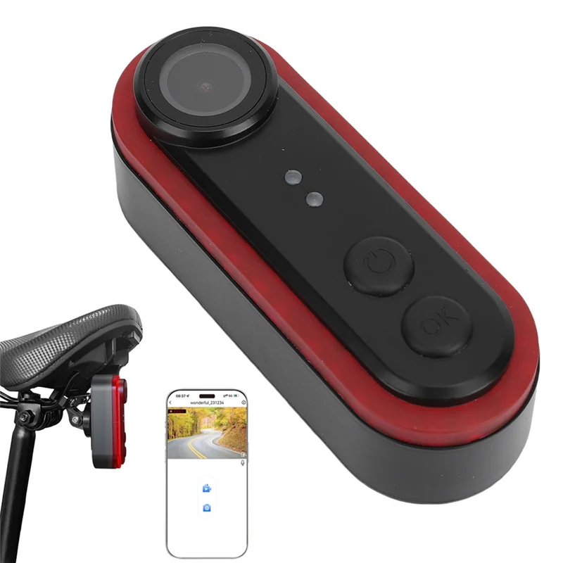 

BA-IPX6 Water Proof Bike Camera 1080P 140° Wide Angle Rechargeable Bicycle Rear View Camera With Tail Light For Cycling