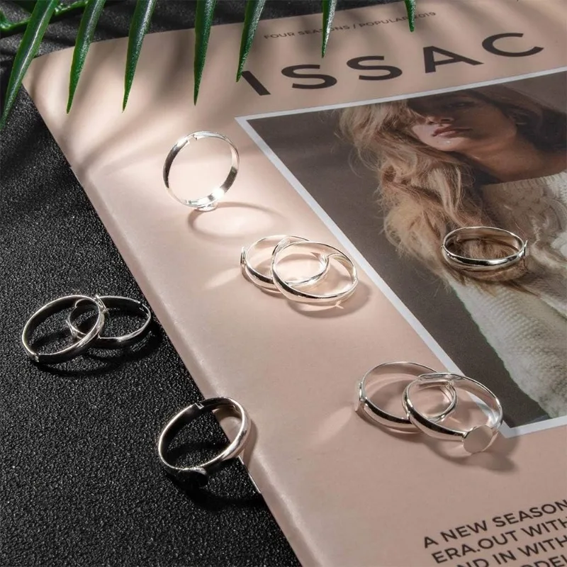 100Pcs Brass Pad Ring Bases Adjustable Silver Metal Color Size: Ring: 17mm in Inner Diameter Tray: 6mm in Diameter