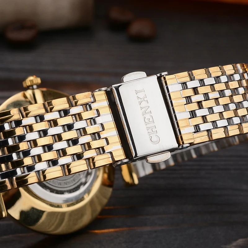 Fashion Chenxi Brand Couple Top Brand Luxury Golden Full Stainless Steel Waterproof Classic Design Quartz Watch Relogio Saat