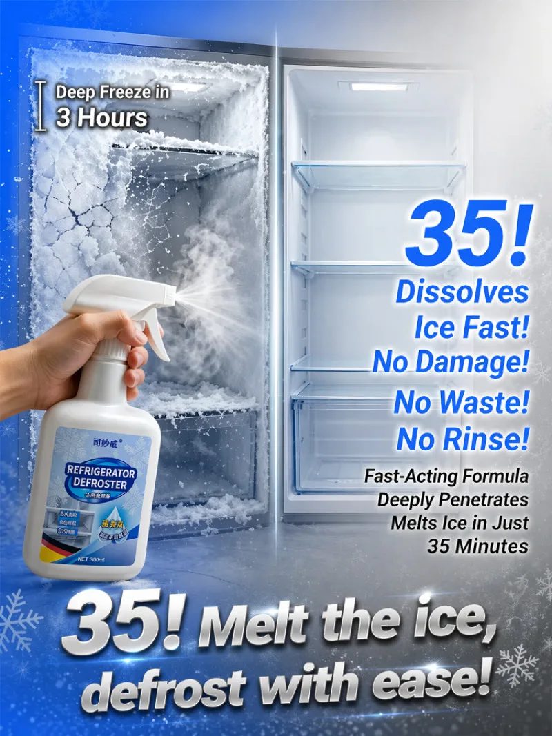 120ml Refrigerator Defrosting Spray, Fast Ice Frost Remover, Freezer Deicing Cleaner with Precision Nozzle for Household Fridge