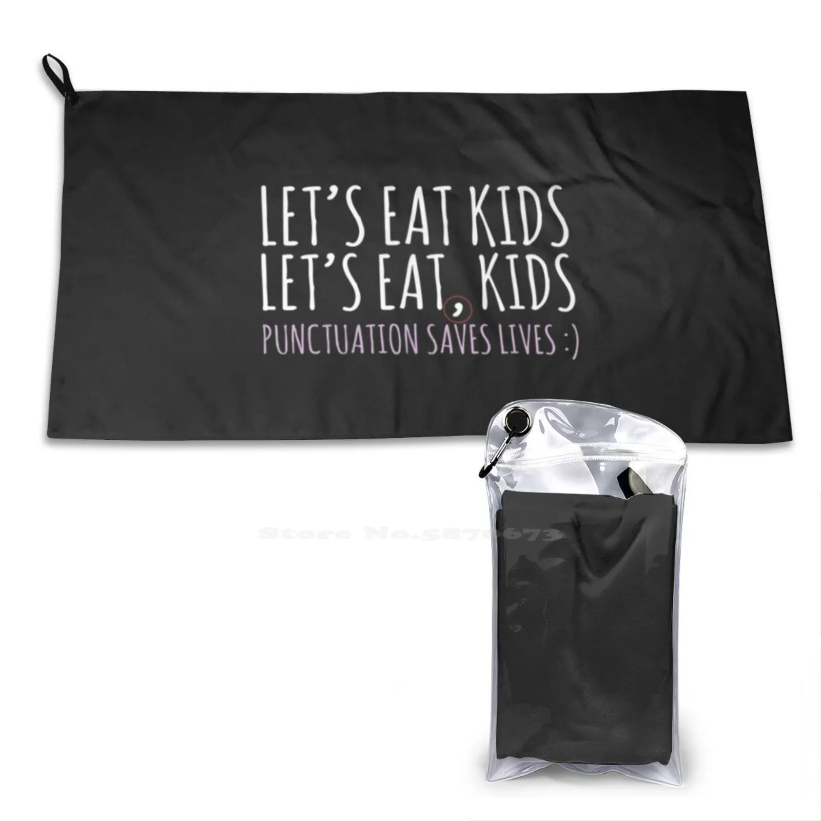 Punctuation Saves Lives Lets Eat Kids Funny English Grammar About Commas Soft Towel Quick Dry Beach Towel Lets Eat Kids English