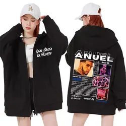 Anuel AA Real Hasta La Muerte Zip Up Hoodies Men Women Hip Hop Retro Style Zipper Sweatshirt Harajuku Fashion Jacket Hooded Coat