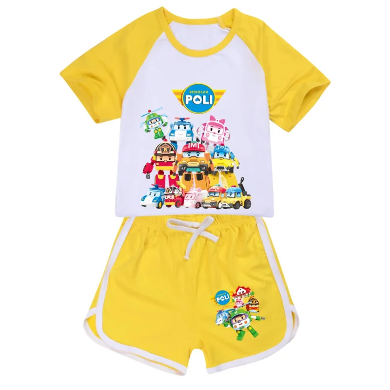 Candy 2025RobocarPoli Clothes Sets Girls Summer Clothing Short Sleeve Robocar Poli Print Sport Suits Children Pajamas or Sportwe
