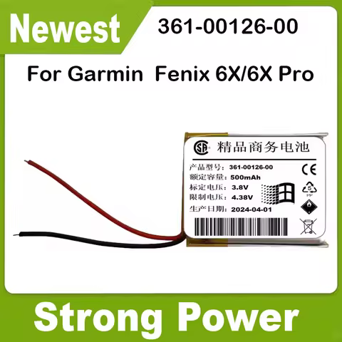 YDLBAT 361-00097-00 361-00086-12 361-00126-00 Watch Battery for Garmin Fenix 6 6X Pro 6S Pro Sapphire Approach S60