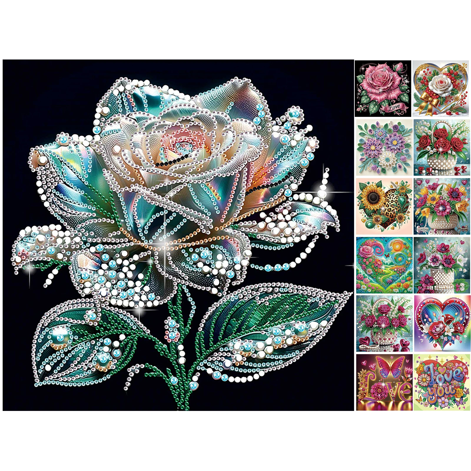 

Flowers Special Shaped 5D DIY Partial Drill Diamond Art Kit for Adults Home Wall Decor Diamond Dots Paintings 11.81 X11.81inch