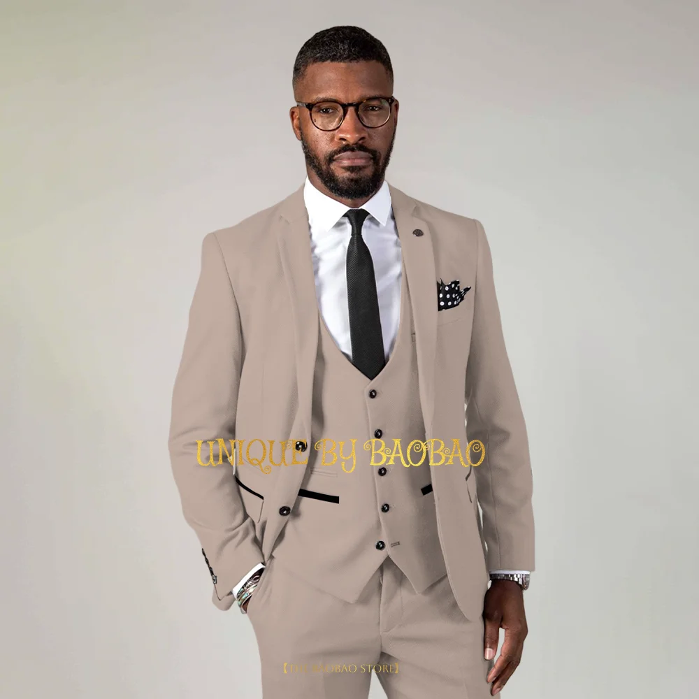 Grey men's suit 3-piece set (jacket+vest+pants) daily attire for formal occasion wedding Thanksgiving Xmas prom cocktail party