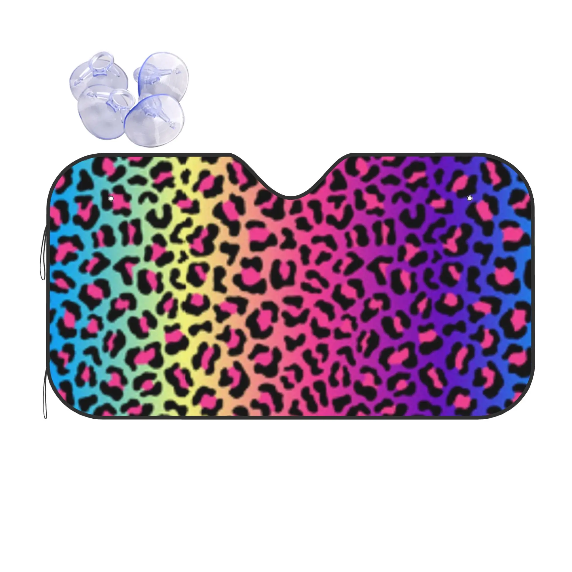 Windshield Sun Shade Car Rainbow Leopard Tiger Cheetah Print Solar Reflector Protector Visor Screen Cover Vehicle Windscreen