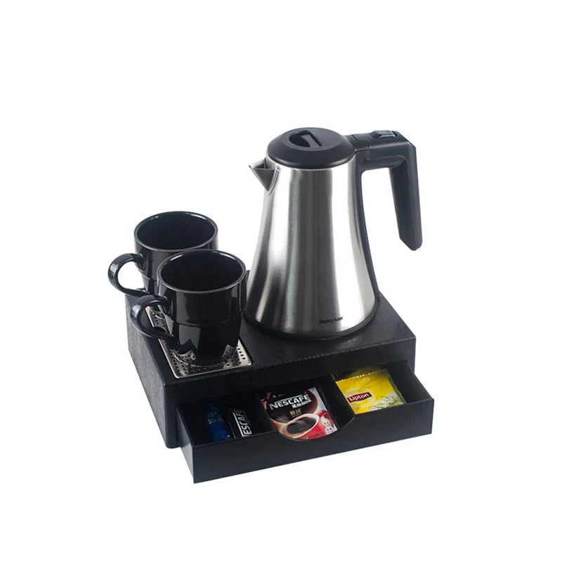 

Factory 0.8L double designed cordless electric kettle drawer tray set hotel new model S/S 304