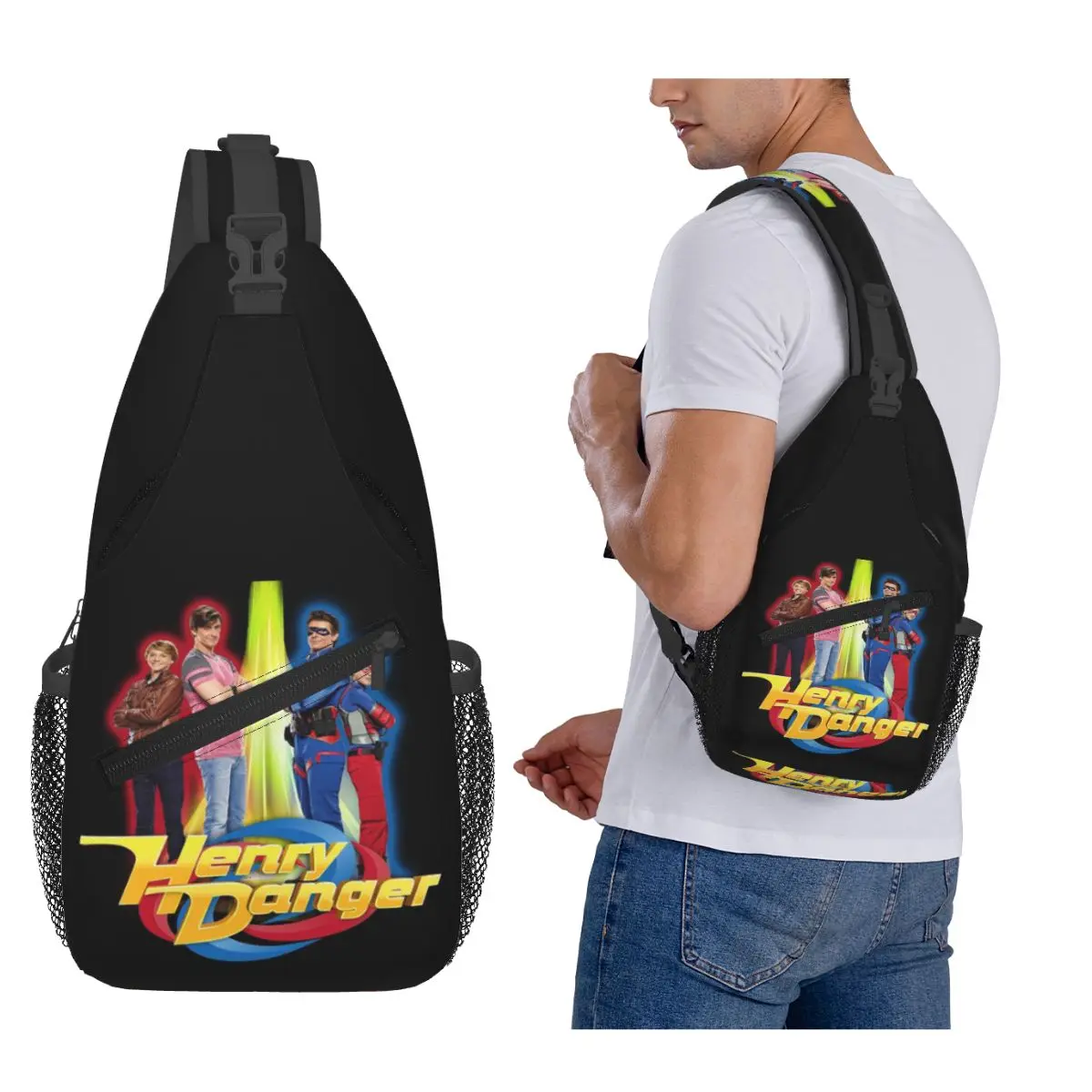 

Henry Danger Secret Identities Chest Bag Men Sling Crossbody Backpack Chest Bag Travel Hiking Daypack Shoulder Bag