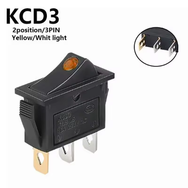 1PCS KCD3 Rocker Switch ON-OFF ON-OFF-ON 2 Position 3Pins Electrical equipment With Light Power Switch 16A 250V / 20A 125V AC - Image 17