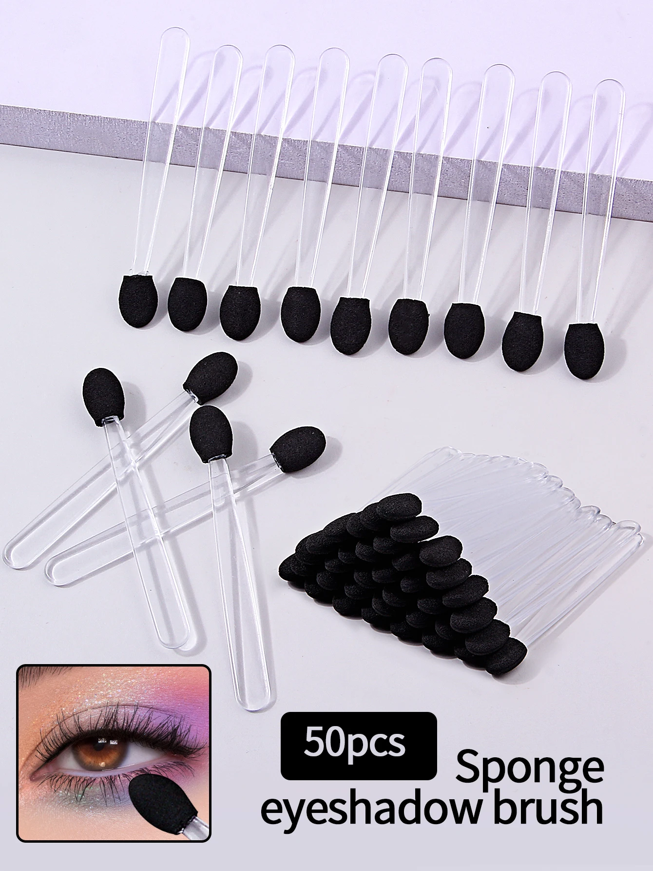 50Pcs Eyeshadow Brushes Dual Sided Eyeshadow Brush Sponge Tipped Oval Makeup Applicator Makeup Brush For Daily Makeup