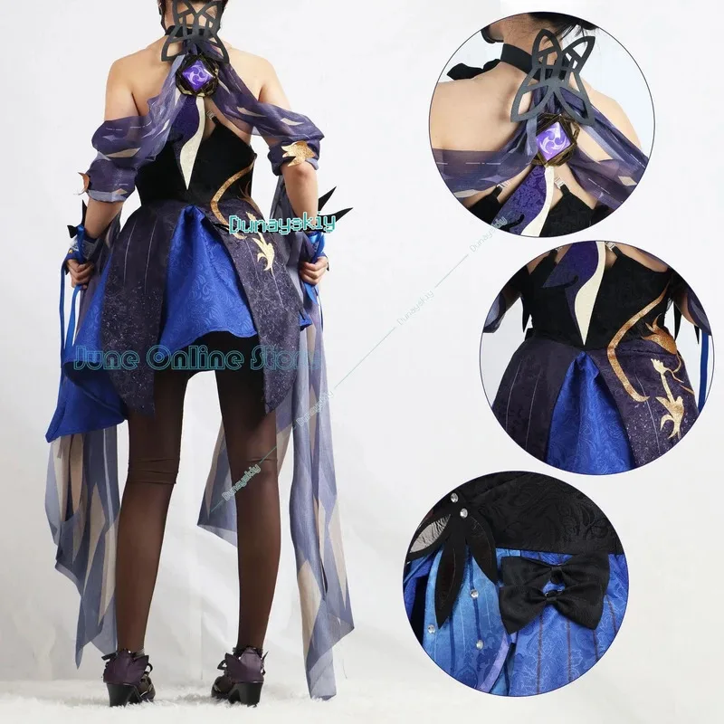 CyGenshin Impact Keqing Косплей Костюм Униформа Парик Аниме Китайский Стиль Костюмы на Хэллоуин Игра Роскошное Великолепие