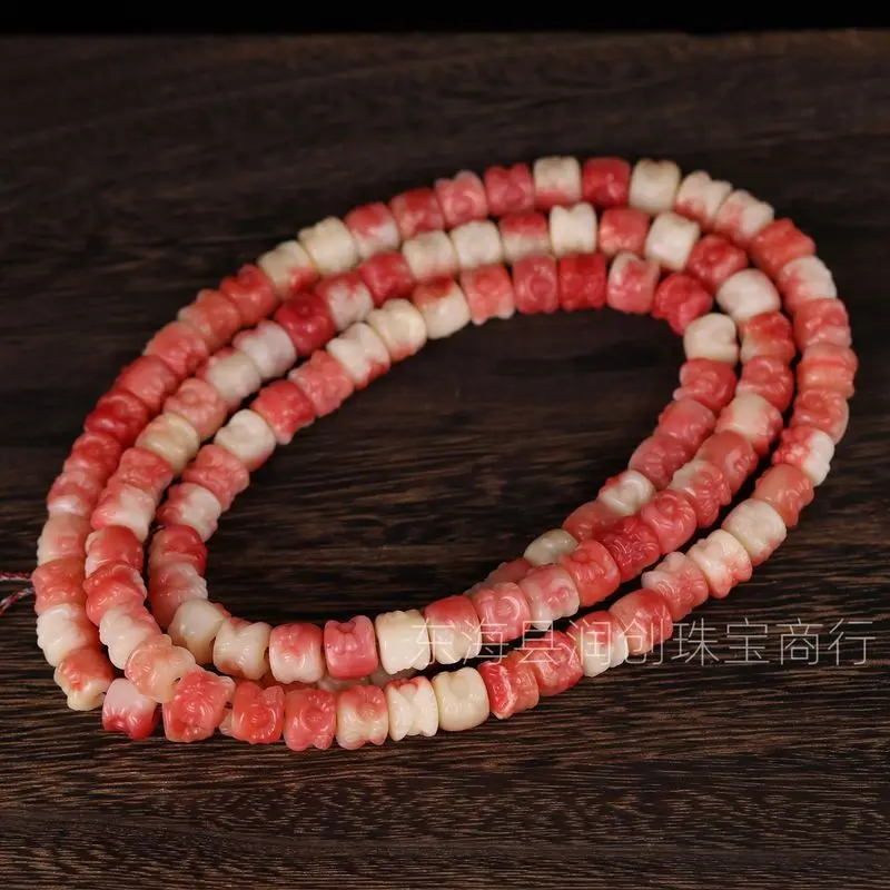 Tibetan-style half-camel bone carving, featuring auspicious animal designs, 108-bead prayer beads bracelet, DIY decorative praye