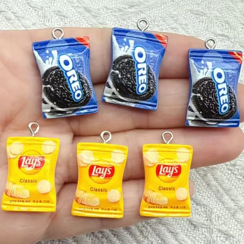 10 piezas de dijes de resina con forma de Oreo para pendientes, collares, pulseras, llaveros, fabricación de joyas, decoración DIY, accesorios de joyería