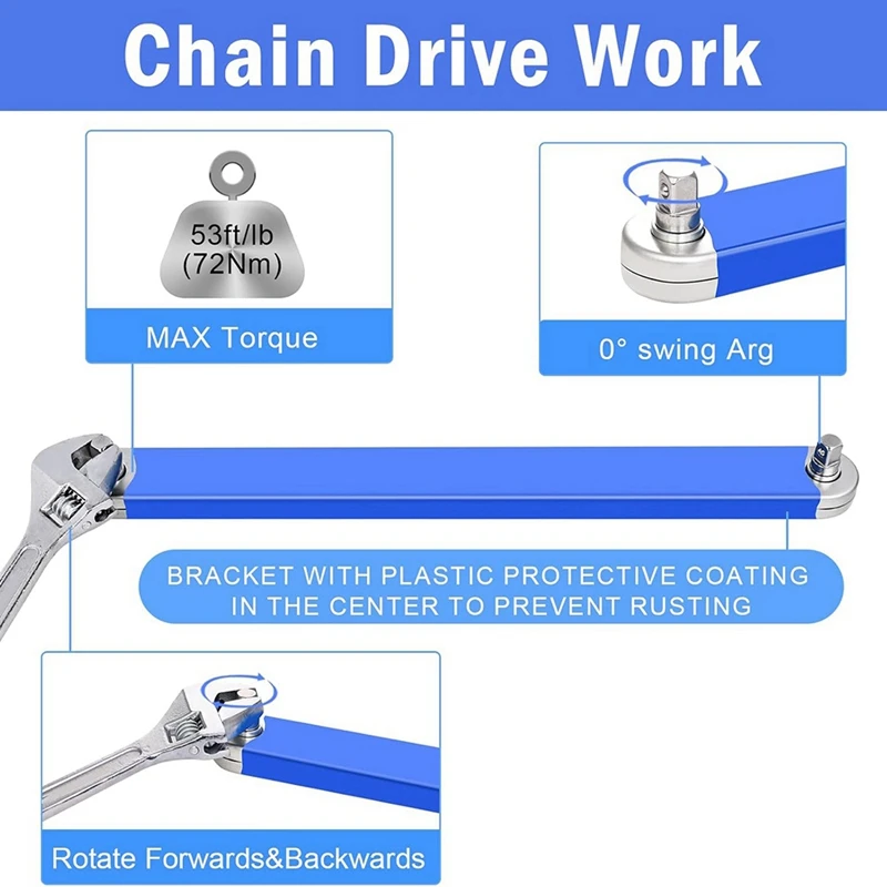 Extension Wrench 15Inch 0 Degree Ratchet Tight Reach Extension Wrench Set With 1/2,1/4 And 3/8Inch Square Drive Adapters