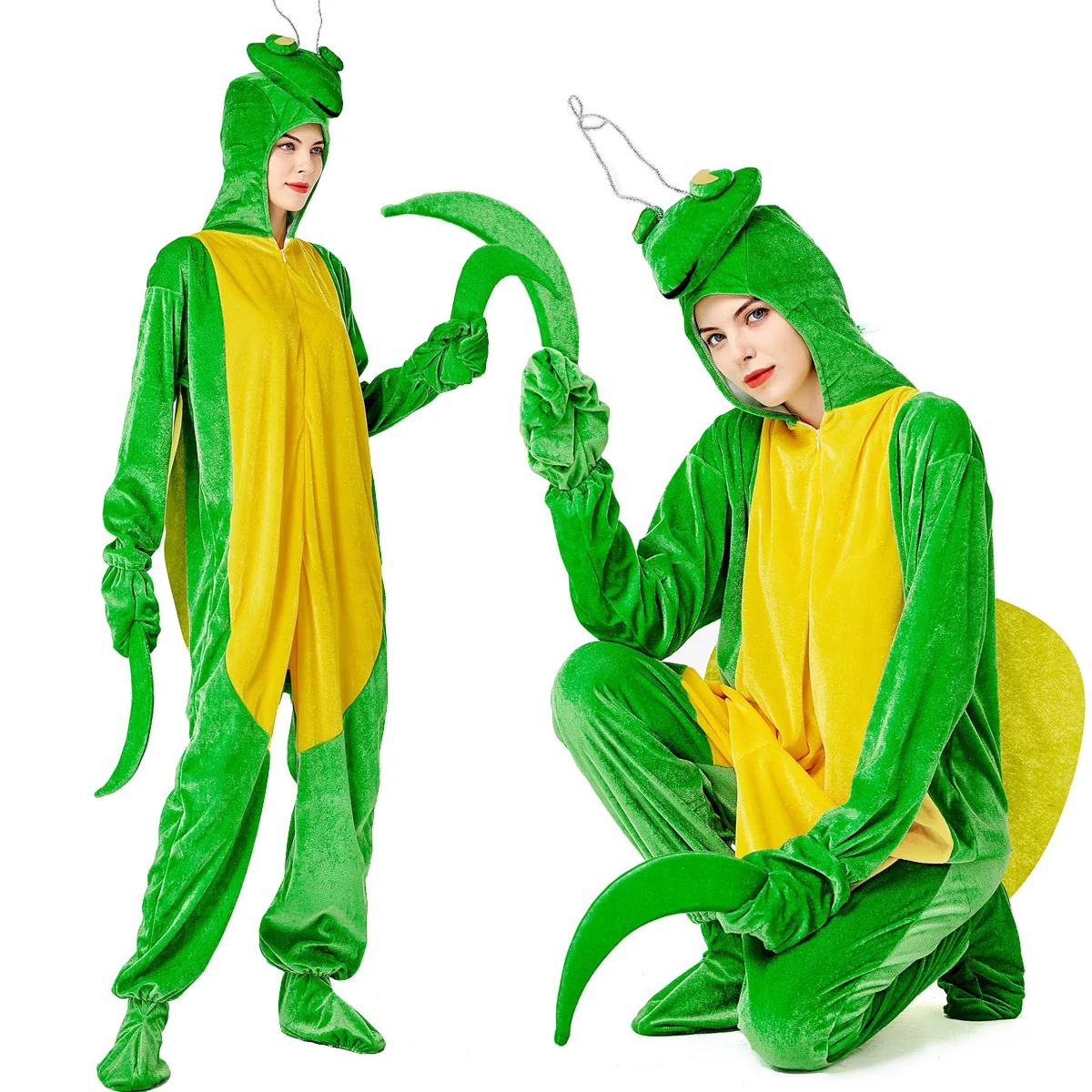 

New Halloween Unisex Couple Animal Costume Carnival Performance Outfit Mantis Jumpsuit
