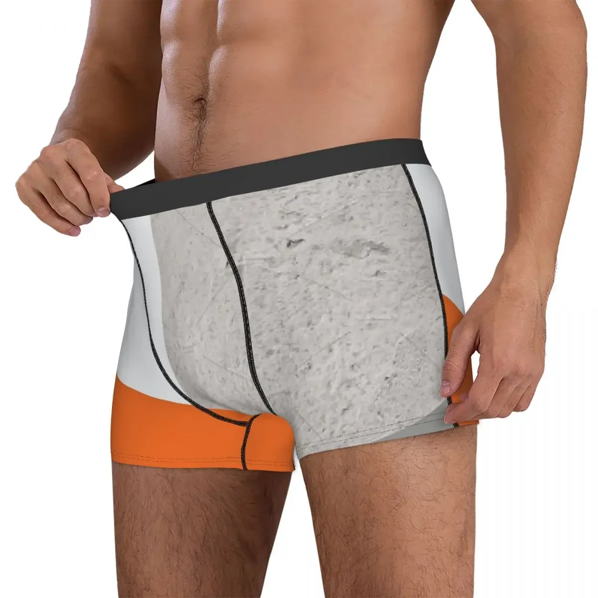 Boxer Underpants Shorts Grey Orange And Concrete Color Block Panties Men Soft Underwear for Homme Man Boyfriend Gifts