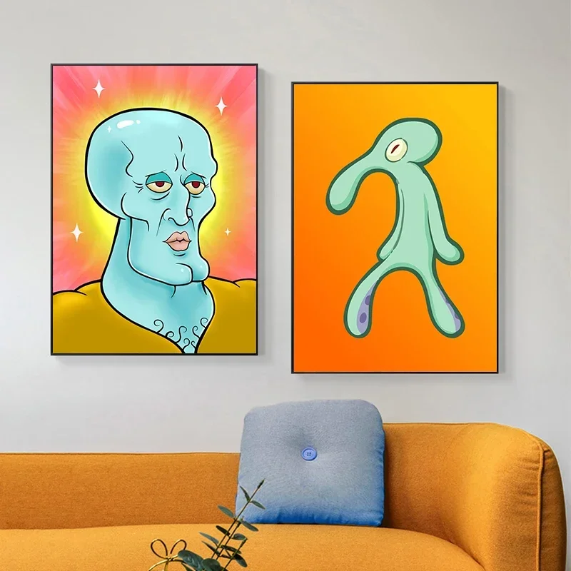 Classic Abstract Wall Art Bold and Reckless Squid Painting HD Canvas Printed Poster for Home Guest Bedroom Decorations