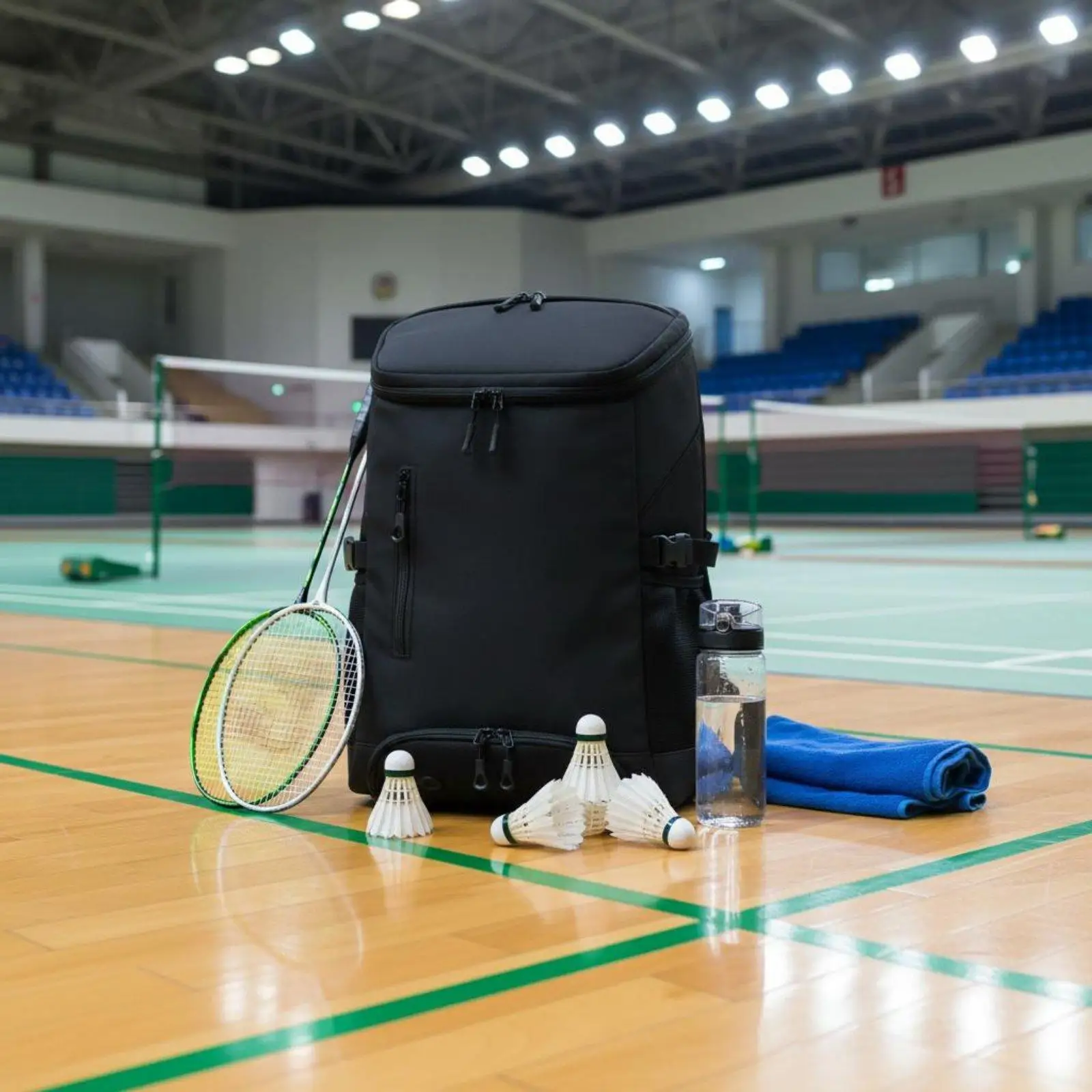 Comfortable Badminton Racket Backpack Large Capacity Polyester Sports Pack with Ventilated Compartment for Outdoor Use