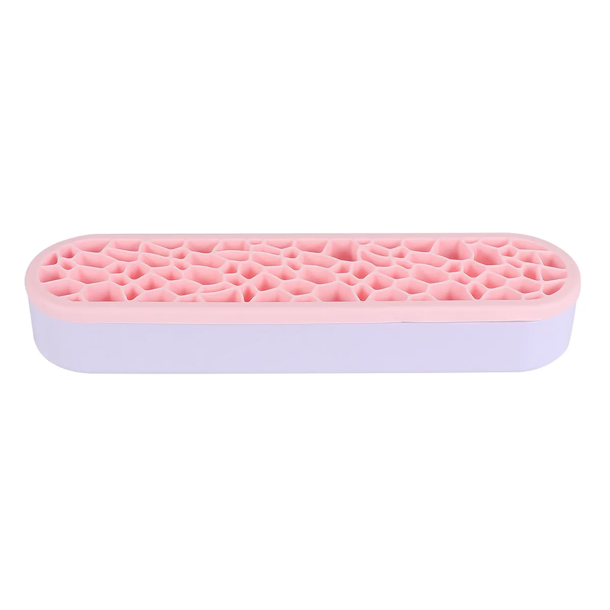 Silicone Makeup Brush Holder Organizer Rack for Drying Storage Travel Camping Home Use Brush Display Shelf Pink