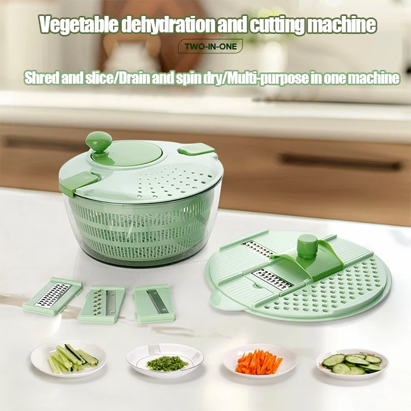 

Многофункциональные кухонные инструменты «два в одном», Спиннер для салата, сушилка для овощей, дегидратор, нарезка для овощей, нарезка для фруктов и овощей