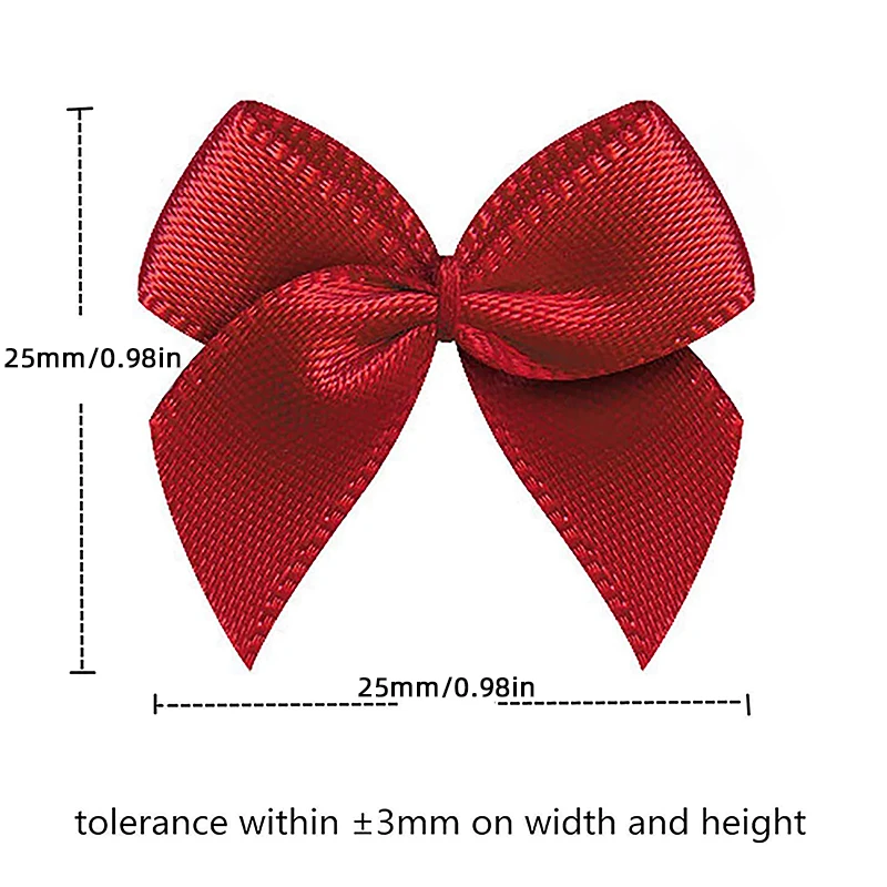 50/100pcs Mix noeud ruban Satin Ribbon Bows 25mm Hand Bow-knot Tie Small Bows for Crafts Christmas Party Decor Accessories