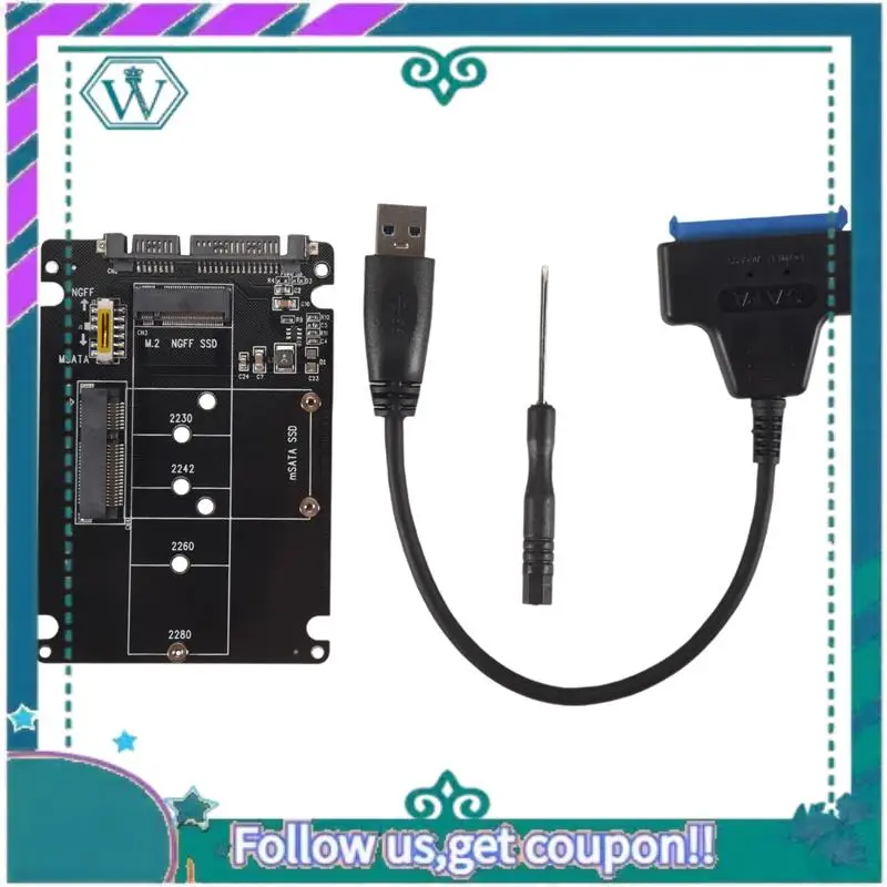 A75Q-M.2 NGFF Or MSATA To SATA 3.0 Adapter USB 3.0 To 2.5 SATA Hard Disk 2 In 1 Converter Reader Card With Cable For PC Laptop