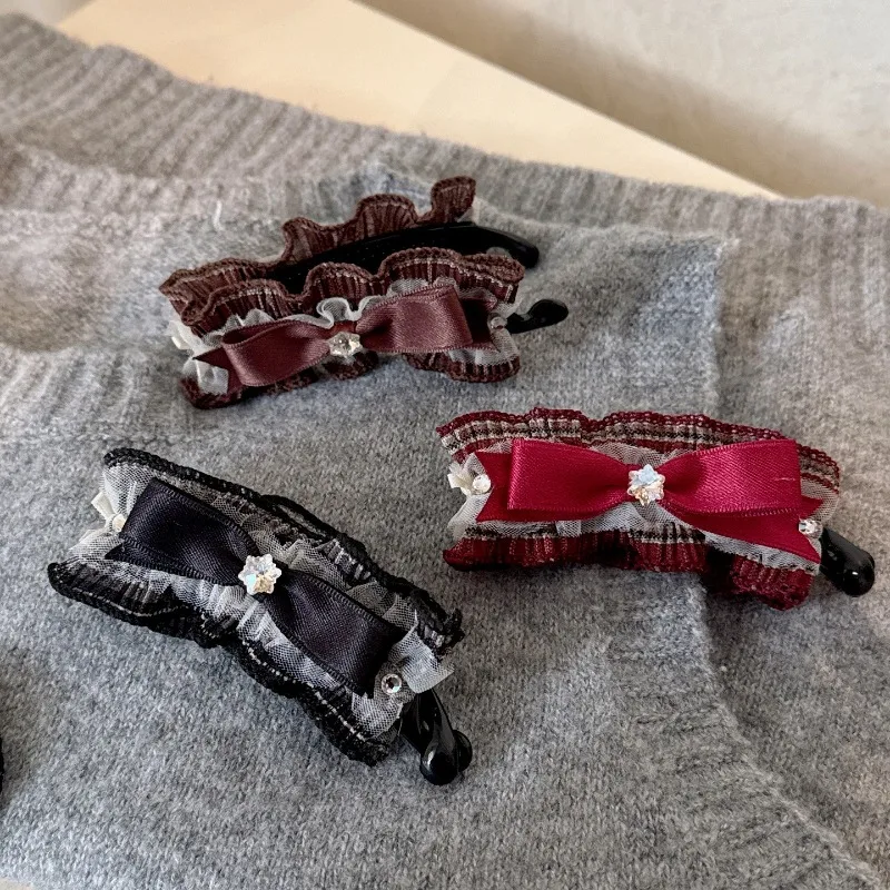 

Korean Style Hair Clip Sweet Bow Vertical Clip Elegant Hair Accessories for Girls Twist clip for the back of the head