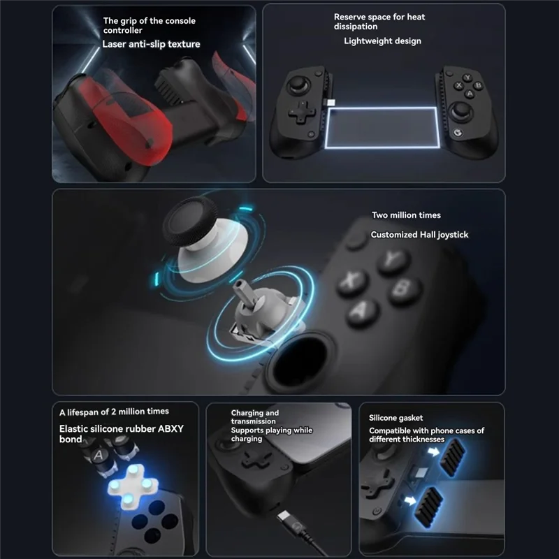 FFYY-controlador de juegos móvil Gamesir X5 Lite para Android e Iphone, Joystick de efecto Hall, mando portátil