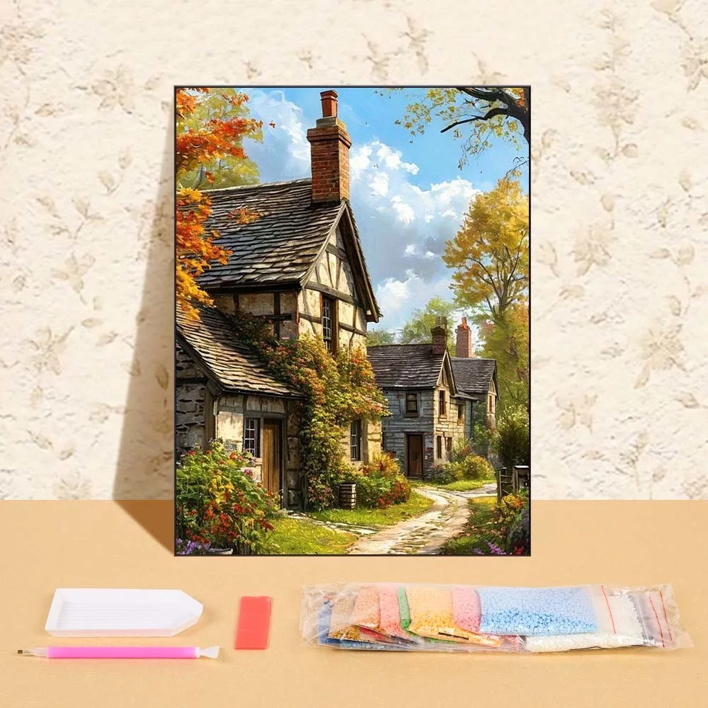 

Diamond Painting Village Landscape Cross Stitch Needlework Full Round Drill Embroidery Mosaic Painting Home Decor Gift 20x30cm