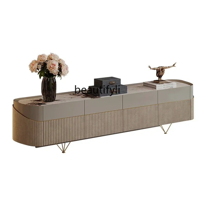 Light luxury TV cabinet marble living room fashionable modern Italian designer paint coffee table combination
