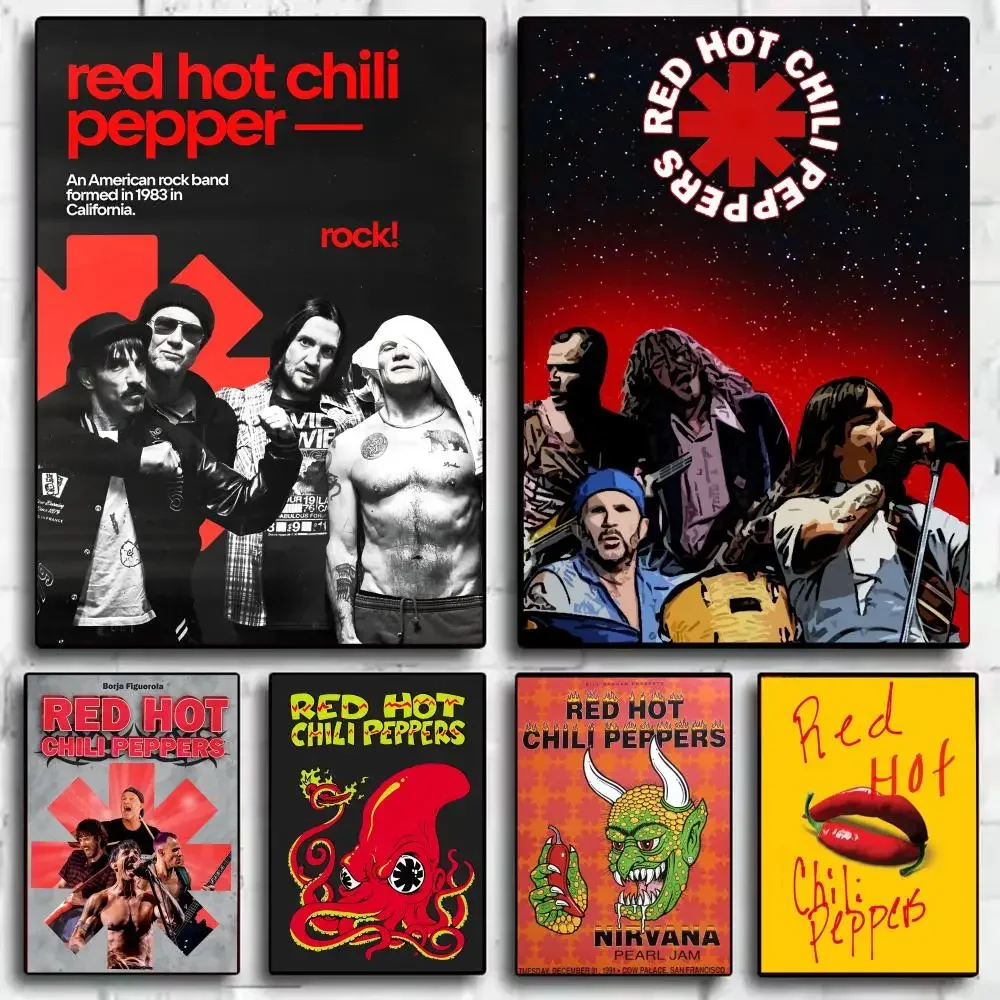 Band R-Red H-Hot C-Chili P-Peppers Poster Perfect Sticker Self Adhesive for Office Home Theater Wall Art Decor Fancy Gift
