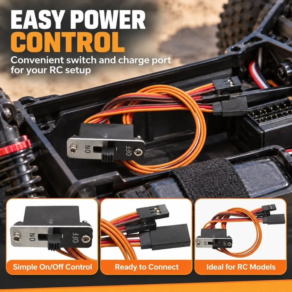 Brown Red Orange JR Connector 250mm Plastic Heavy Duty RC Aluminum Power Switch Model Servo Medium Switch For RC Airplane