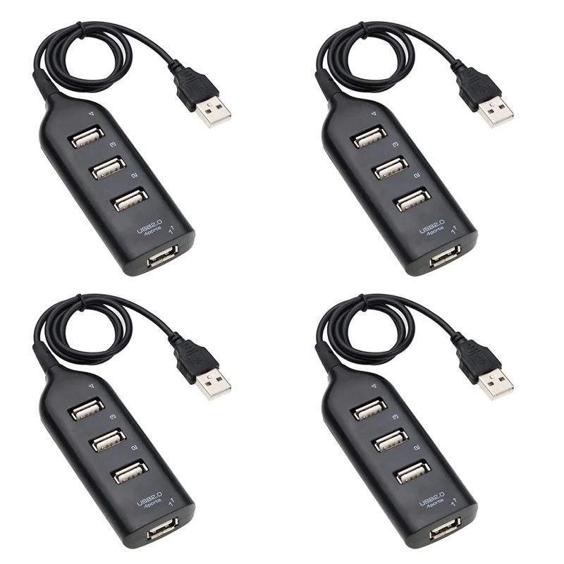 

4X USB Hub 2.0 Multi-USB High Speed Hub Splitter 4-Port USB Hub Adapter For Laptop Receiver Computer Accessories Black-Y47A
