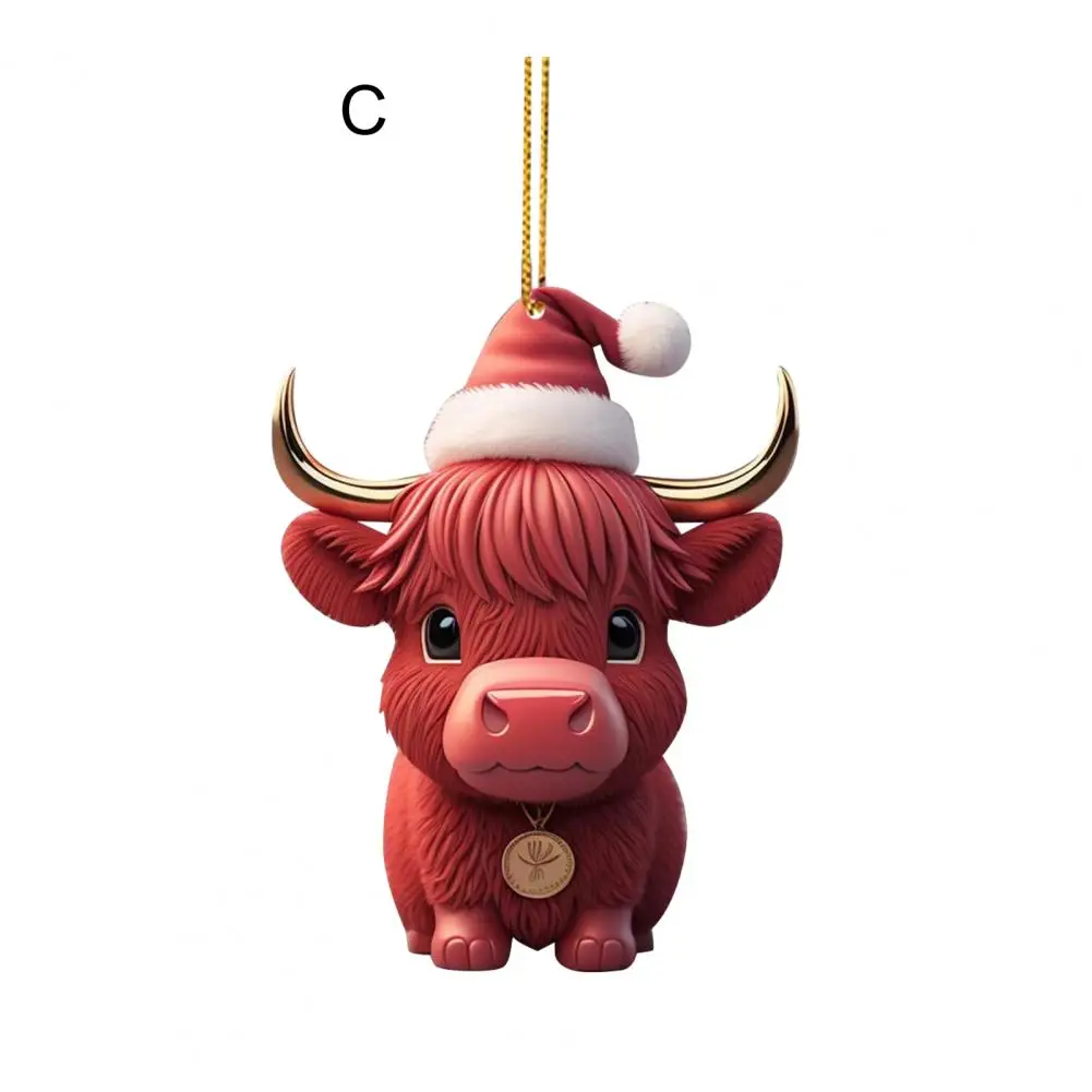 

Festive Hanging Decor Cartoon Style Christmas Pendant with Lanyard Cute Acrylic Hanging Ornament for Long-lasting Holiday Decor