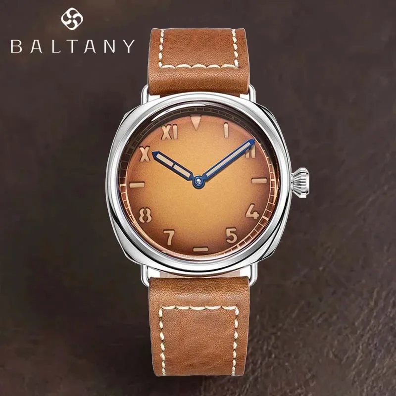 Baltany ST3600 Men\'s Mechanical Watch Military Retro Sapphire Crystal Leather Waterproof Luminous Watch for Men reloj hombre