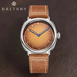 Baltany ST3600 Men's Mechanical Watch Military Retro Sapphire Crystal Leather Waterproof Luminous Watch for Men reloj hombre