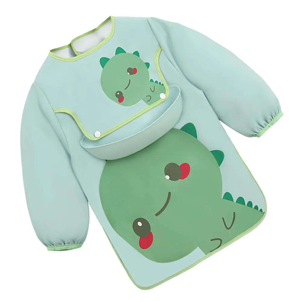 

Водонепроницаемый детский фартук с длинными рукавами и манжетами для еды и рисования, прочный, из полиэстера, грязеотталкивающий, легко сохнет, для малышей