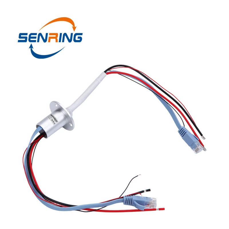 LAN ETH Slip Ring 1000MbaseT+2 wires 20A+2 wire 2A with flange OD 22mm