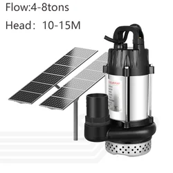 2inch 400W DC24V solar brushless water pump flow rate 4-8tons Solar submersible pump head lift 10-15M for agriculture