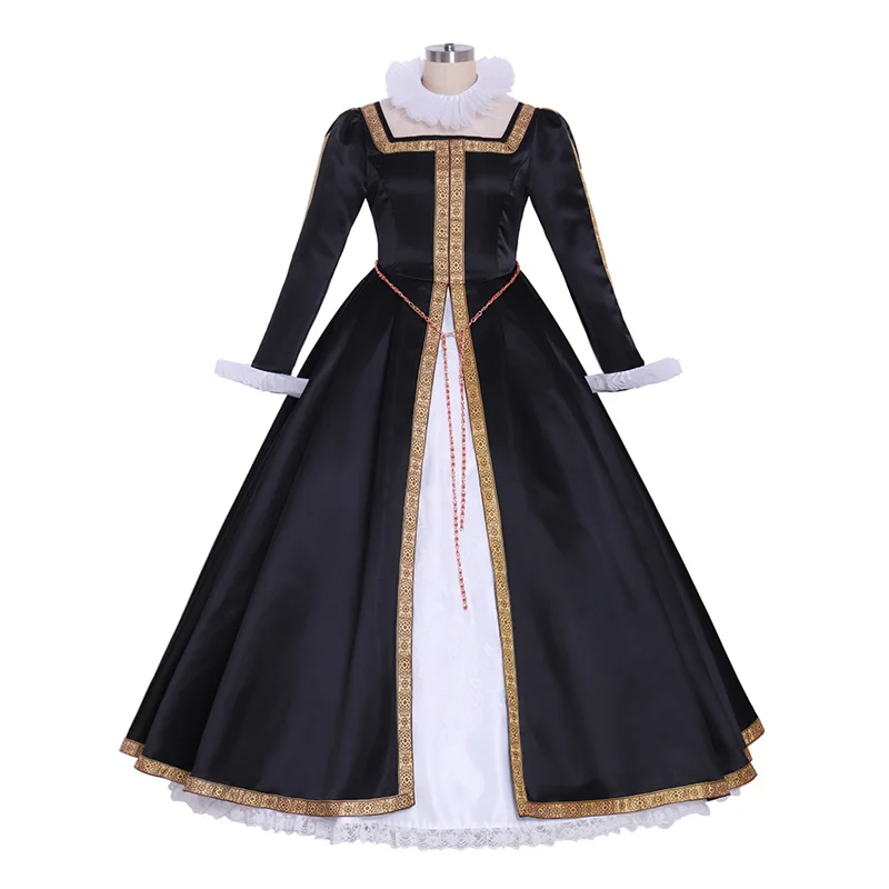 

Victorian Queen Elizabeth Tudor Period Tudor Dress Cosplay Costume Renaissance Tudor Medieval Black Gown Dress Costume