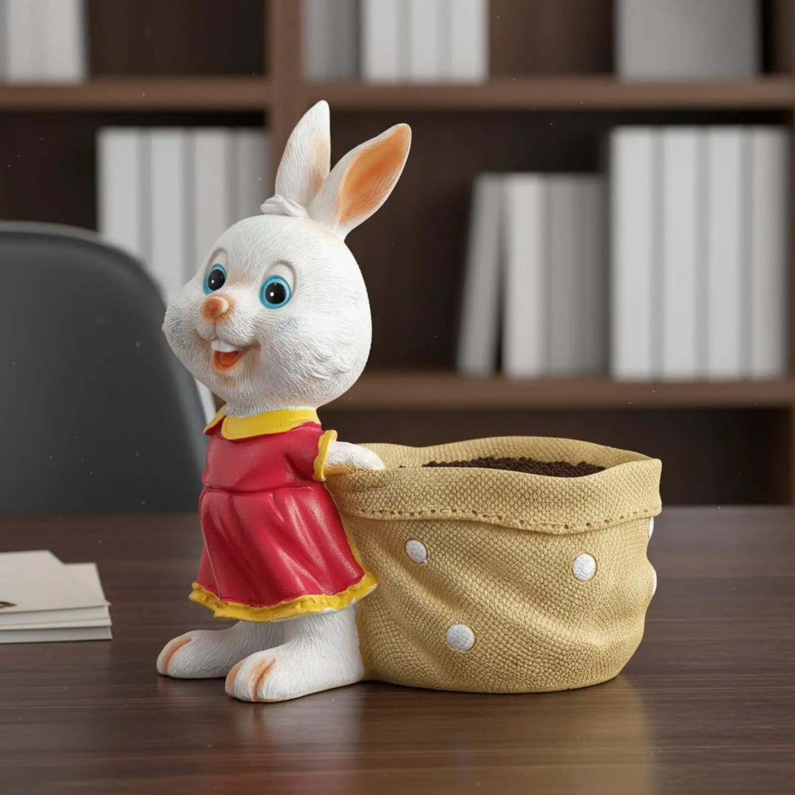 

Resin Rabbit Flowerpot Cute Bunny Succulent Pot Rabbit Statue Planter Cartoon Design Creature Planter Decorative for Tabletop