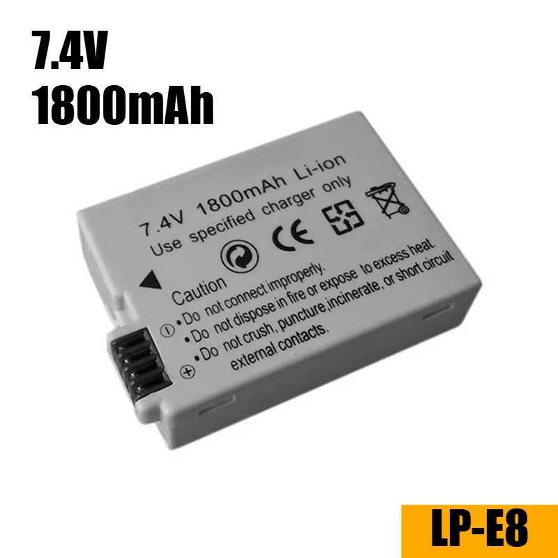 Batterie d'appareil photo LP-E8 7,4 V 1800 mAh pour Canon Kiss X4