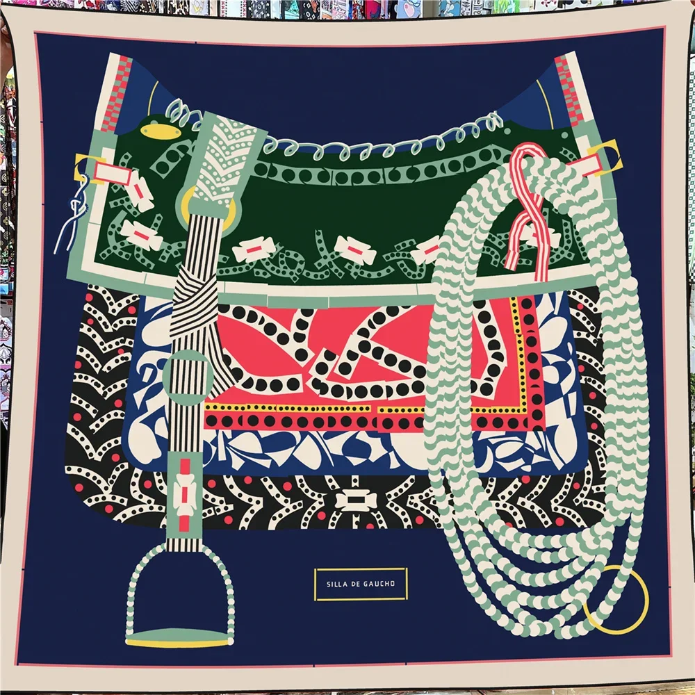 

Silk Cashmere Scarf Women Manual Hand Rolled Shawls Horse Saddle Square Scarves Wrap Bandana Luxury Brand Hijab Female Foulard