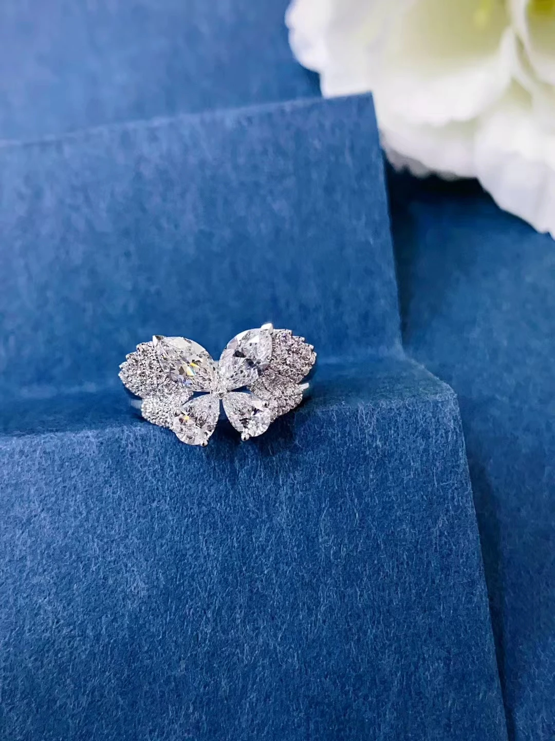 

18K solid real gold Lab grow diamond 1.6-carat bow diamond ring GIA natural diamond custom 14K gold wedding ring for women