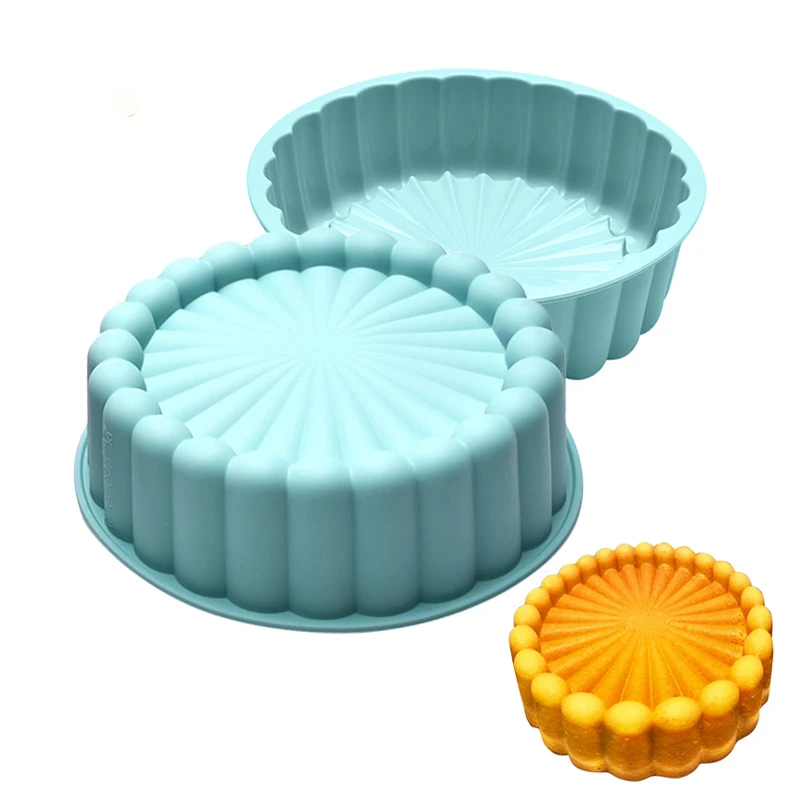 Silicone 8 inch Charlotte Round Cake Pan Strawberry Cheesecake Brownie Bread Form Maker Baking Cake Mold Tray Pie Flan Bread Pan