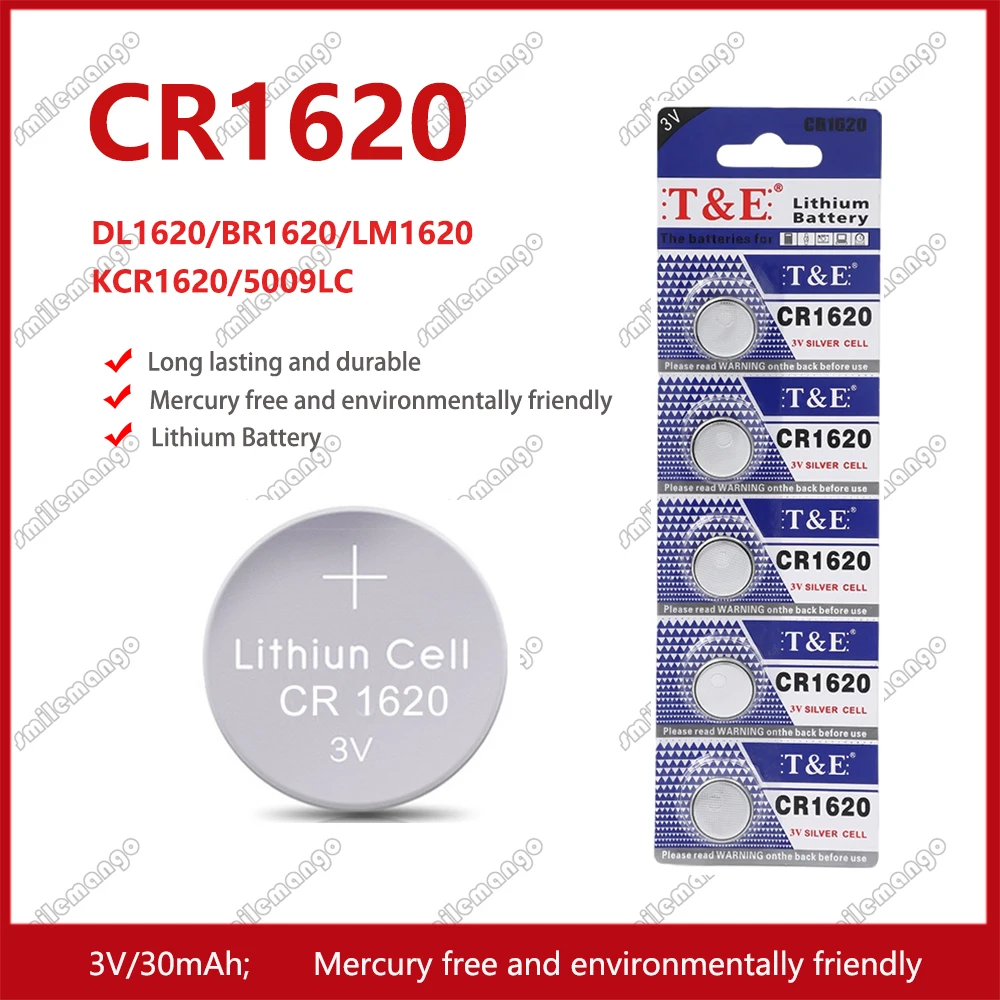 

2PCS-50PCS 3V CR1620 Lithium Button Battery DL1620 BR1620 ECR1620 5009LC LM1620 CR 1620 KCR1620 30mAh Coin Cell Watch Batteries