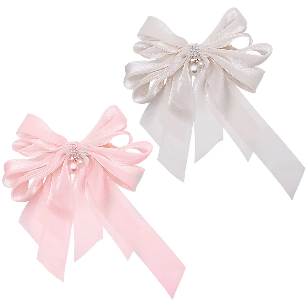 

2Pcs Bow Clips for Women Girls Big Bows Hair Accessories Pearl Decorated Elegant Large Barrettes Thin Thick Hair Hairpins