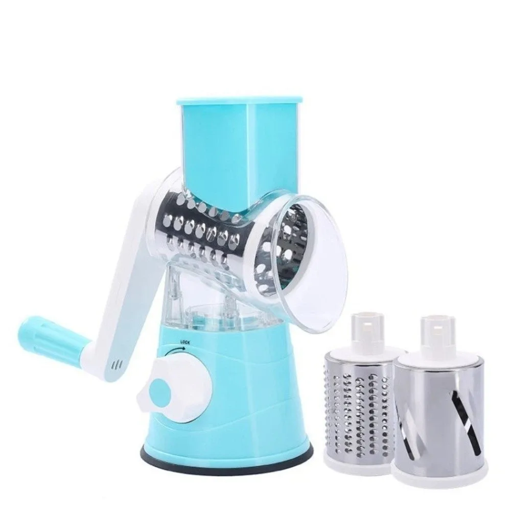 

Manual Cheese Grater Multifunctional 3 in 1 Vegetable Slicer Rotary Stainless Steel Drums Manual Rotary Vegetable Slicer