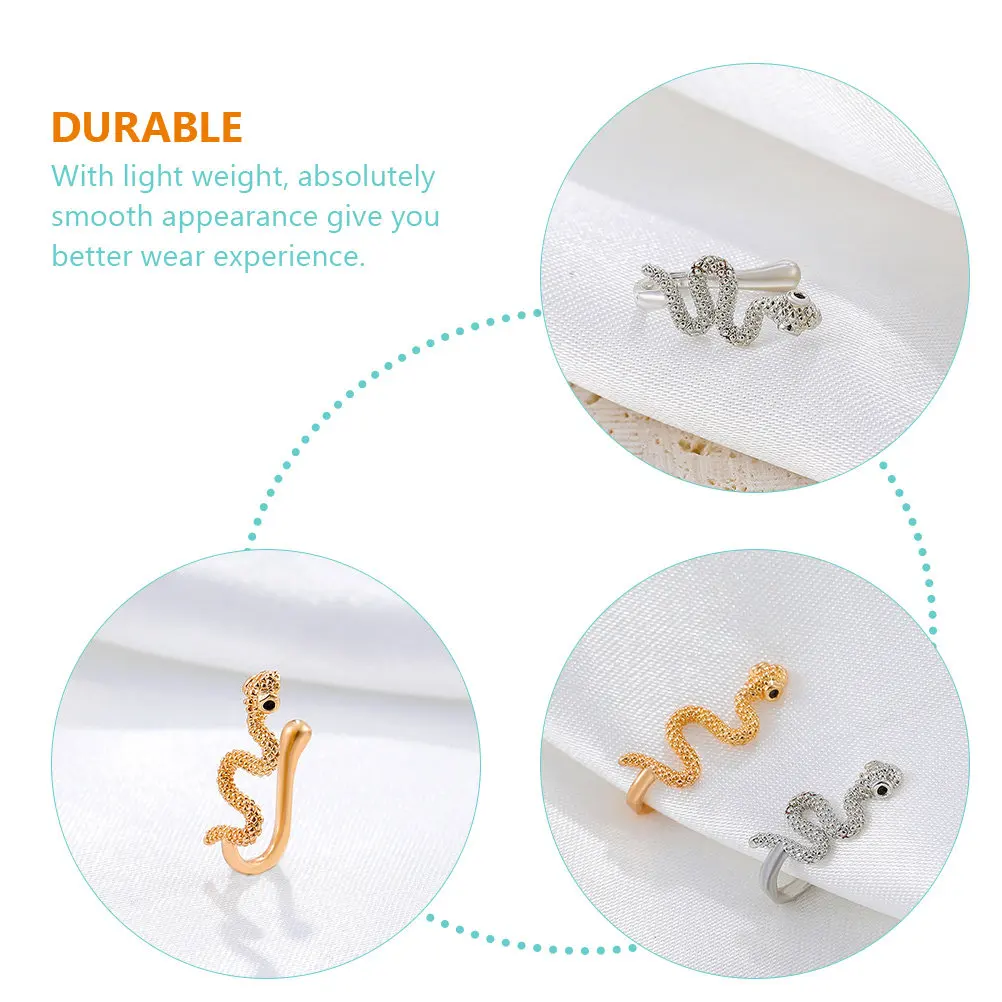 2 Pcs Clip on Cuff Earrings Cute Nose Hoops Stud for Women Fake Jewelry False Peircing view 5